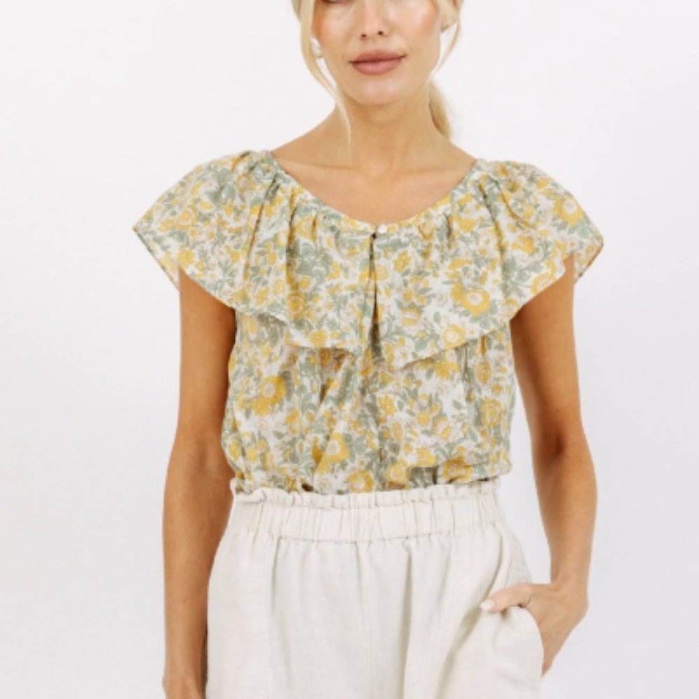 Floral Yellow and Green Women's Tank Top *3